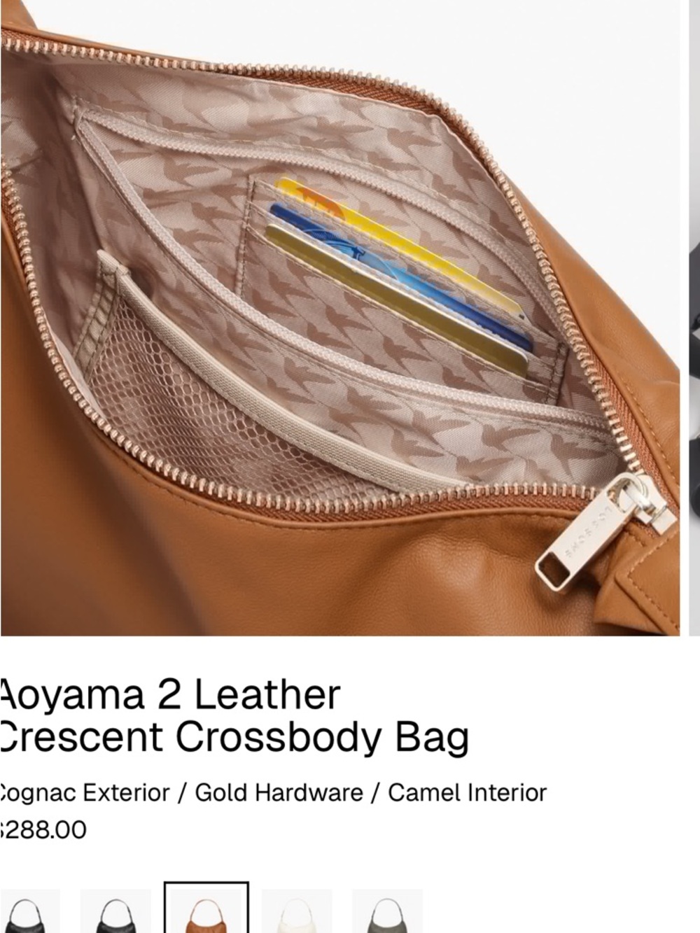 Lo and Sons Aoyama Leather Crescent Crossbody Bag-congnac exterior gold hardware - Picture 7 of 15